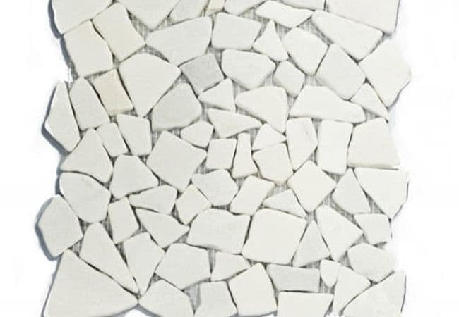 DZN 27stm002 Icy White Tumbled Stone Mosaics, DZN Mosaics