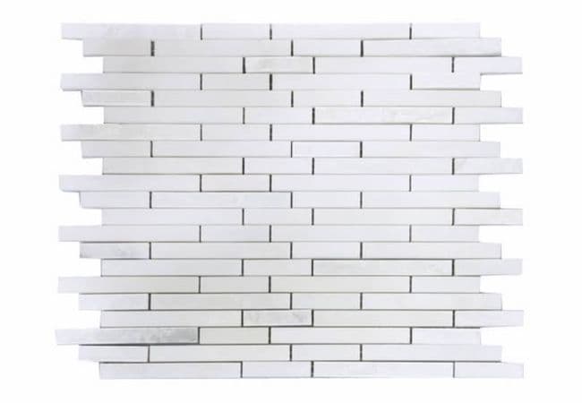 DZN 2STM011 Carrara White Honed with Gray Marble Dots Basketweave Marble Mosaics, DZN Mosaics