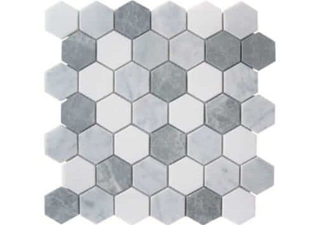 DZN 32stm002 Icy White 1 Inch Hexagon Polished Marble Mosaics, DZN Mosaics