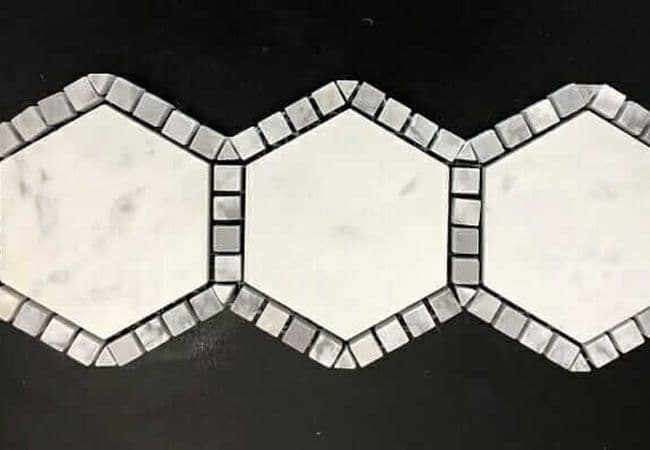 DZN 49stm033 Carrara Hexagon With Frame Hexagon Marble Mosaics, DZN Mosaics