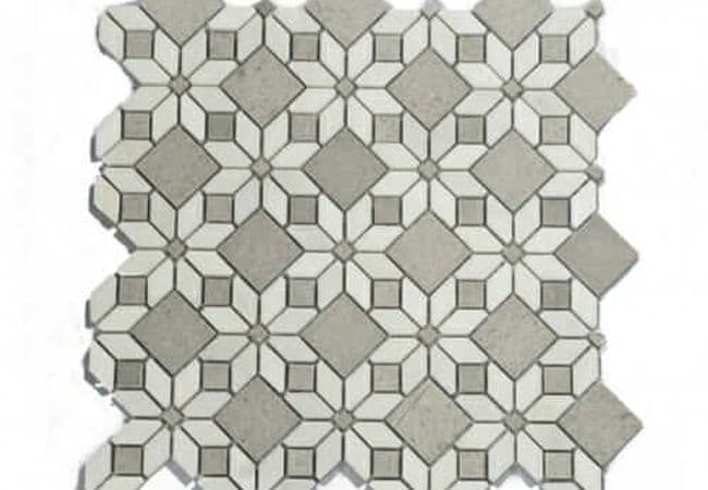 DZN 79STM060 Jade Marble With Cinderella Insert Diamond Pattern Marble Mosaics, DZN Mosaics
