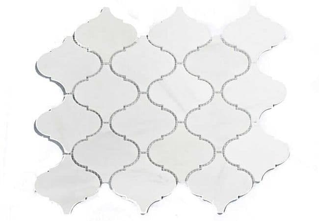 DZN 85STM036 Ariston White Polished Marble Arabseque Mosaics, DZN Mosaics