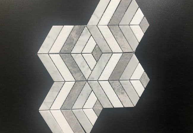 DZN M01 Carrara White Crystal White and Antique Cuboids Marble Mosaics, DZN Mosaics