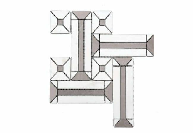 DZN R3 Calacatta and Cinderella Strips and Squares Polished Marble Mosaics, DZN Mosaics