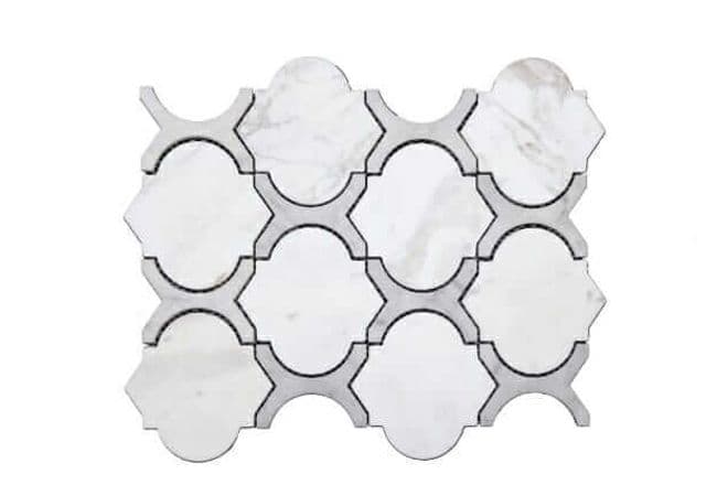 DZN WJ01 Carrara and Jazz White Polished Marble Lantern Mosaics, DZN Mosaics