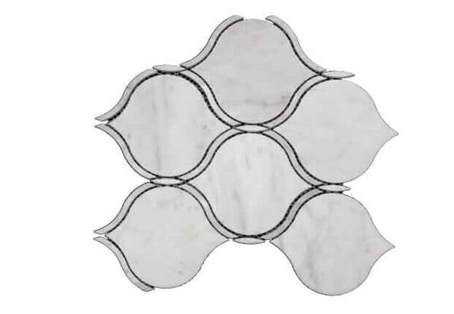 DZN Wj02 Cloudy Gray With Carrara Outlines Marble Mosaics, DZN Mosaics