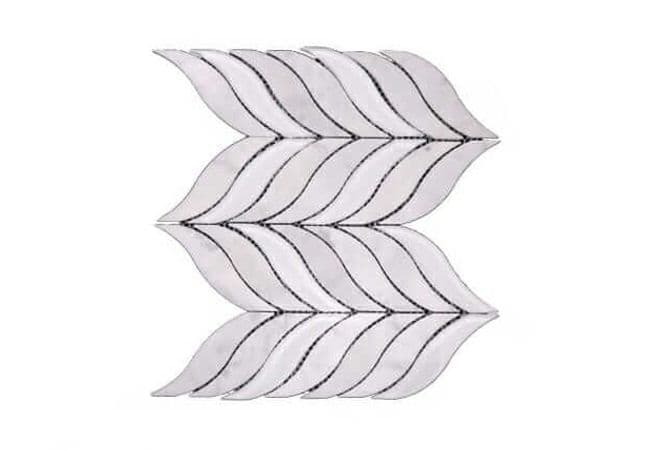 DZN Wj03 Carrara White Marble Leafs With Super White Glass Mosaic, DZN Mosaics