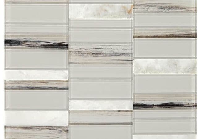 Daltile SimplyStick Mosaix Daphne White And Glass Blend, Daltile