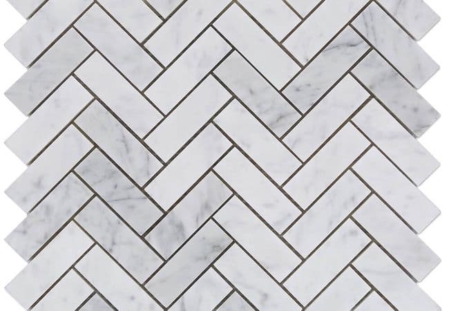 MDR Marble Mosaic Herringbone Bianco Carrara — MDR Stone