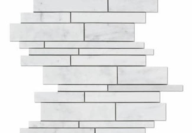 MDR Marble Mosaic Random Strips Bianco Carrara — MDR Stone
