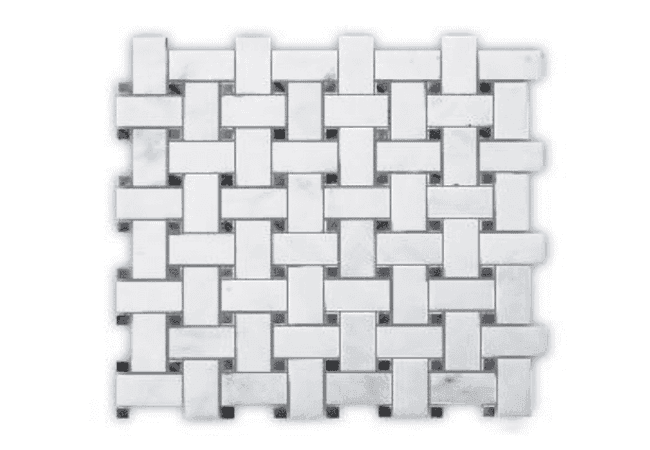 Mango Tile Alps Orierntal White Large Baseket Weave Polished MG678, Mango Tile and Mosaics