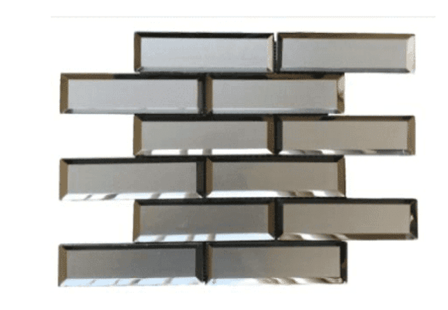 Mango Tile Grey 3d 2x6 Bevelled Glass MG5903, Mango Tile and Mosaics
