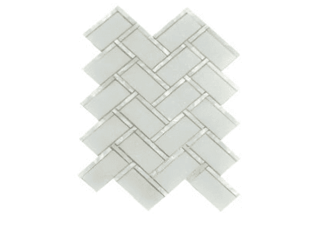 Mango Tile Shell and Thassos White Herringbone MG673, Mango Tile and Mosaics