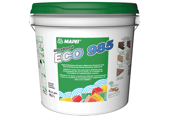 Mapei Ultrabond Eco 985 Hybrid Polymer Based, Moisture Control And Sound Reducing Wood Flooring Adhesive, 15.1L