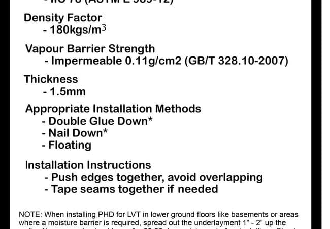 Husssh! II Premium High Density Acoustic Pad IIC 78 Stc 73 Rating, NAF Flooring