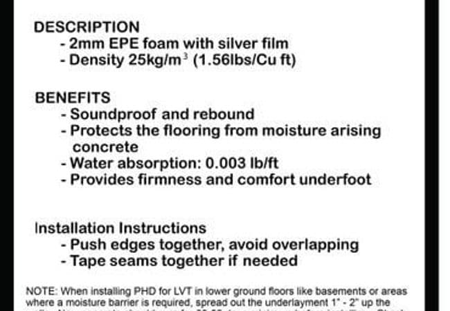 Husssh! III Silver Acoustic Pad IIC 52 Stc 66 Rating — NAF Flooring
