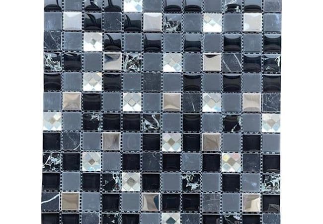 Neshada Tile Crystal Nero 1" x 1" Mosaic DGMT1261, Neshada Tile & Stone