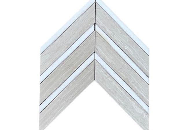 Neshada Tile Escarpment Thassos Chevron DGMTWOOWHITHACHE, Neshada Tile & Stone