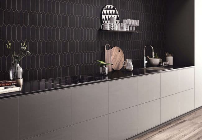 Neshada Tile Mondial Black Matte Picket 2" x 6" Porcelain Mosaic, Neshada Tile & Stone