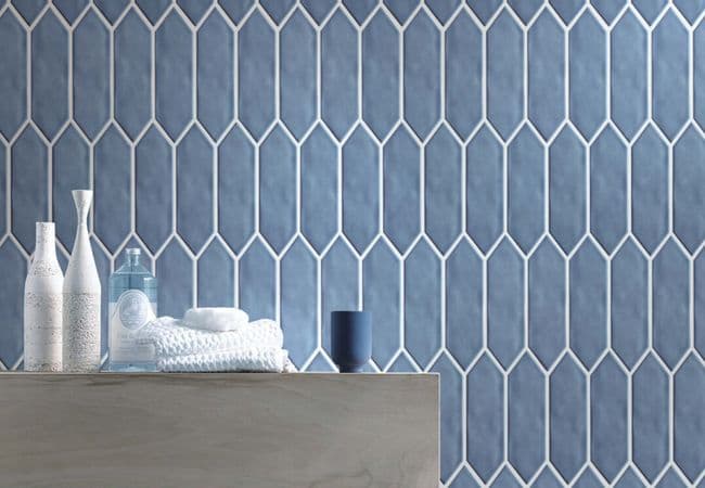 Neshada Tile Mondial Light Blue Gloss Picket 2" x 6" Porcelain Mosaic, Neshada Tile & Stone
