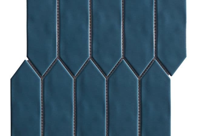 Neshada Tile Mondial Ocean Blue Gloss Picket 2" x 6" Porcelain Mosaic, Neshada Tile & Stone