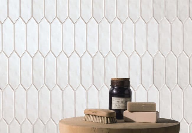 Neshada Tile Mondial White Gloss Picket 2" x 6" Porcelain Mosaic, Neshada Tile & Stone