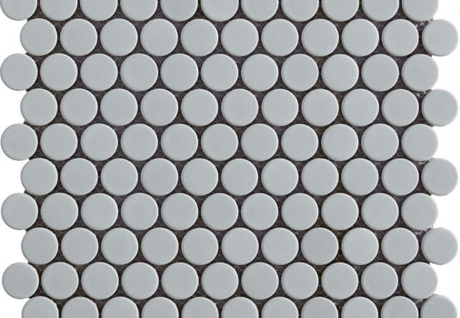 Neshada Tile Penny Round White Gloss 1" Porcelain Mosaic, Neshada Tile & Stone