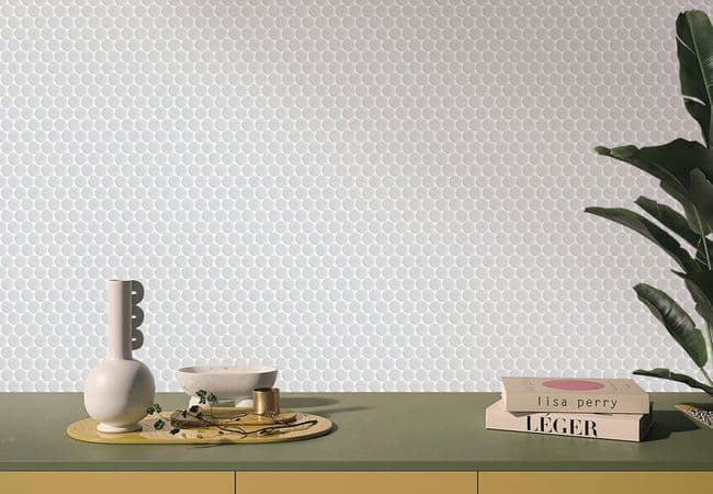 Neshada Tile Penny Round White Matt 1" Porcelain Mosaic, Neshada Tile & Stone