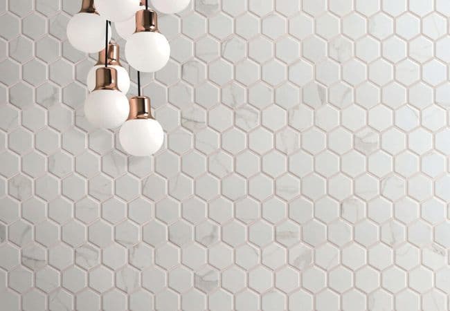Neshada Tile Statuario Matt Hexagon Porcelain Mosaic 2", Neshada Tile & Stone