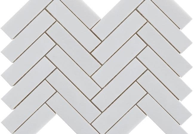 Neshada Tile Thassos Herringbone 1" x 3" Polished Marble Mosaic, Neshada Tile & Stone