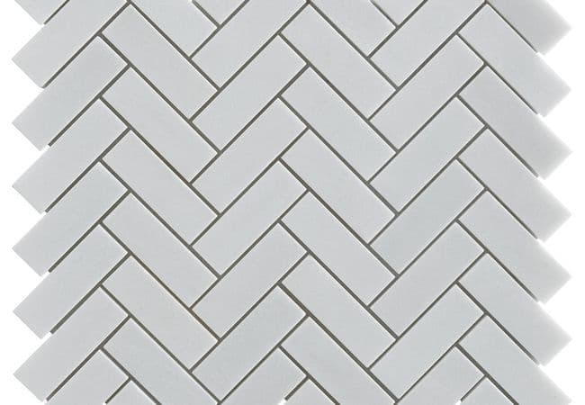 Neshada Tile Thassos Herringbone 1" x 4" Polished Marble Mosaic, Neshada Tile & Stone