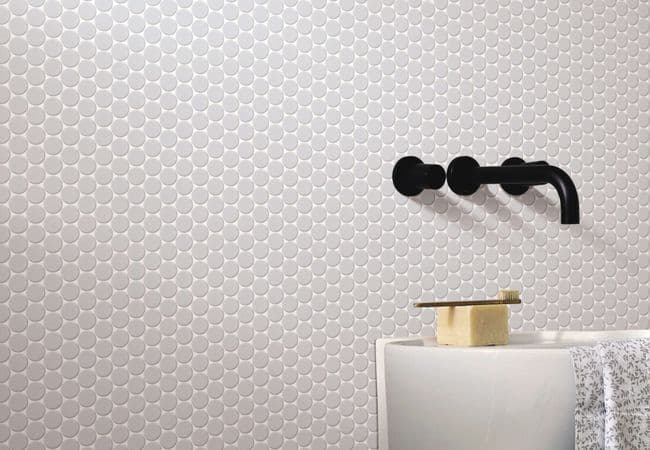 Neshada Tile Thassos Penny Round Polished Marble Mosaic, Neshada Tile & Stone