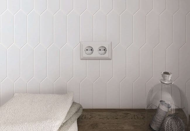 Neshada Tile Thassos Picket 2" x 6" Polished Marble Mosaic, Neshada Tile & Stone