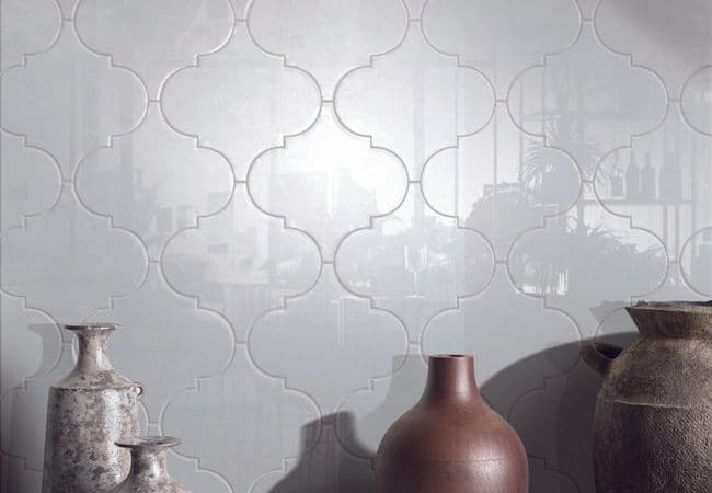 Neshada Tile True White Arabesque 6" Polished Porcelain DGMT60P00B ARA6, Neshada Tile & Stone
