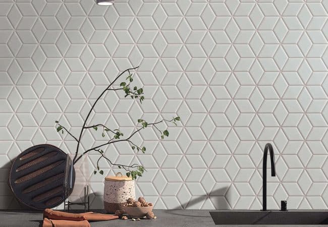 Neshada Tile White Gloss Cube Porcelain Mosaic, Neshada Tile & Stone