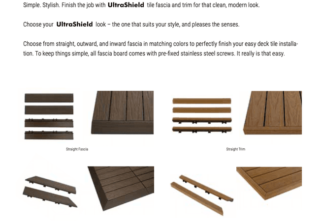 NewTechWood Straight Fascia Compatible with All Deck Tile and available in all Colors QD SF ZX