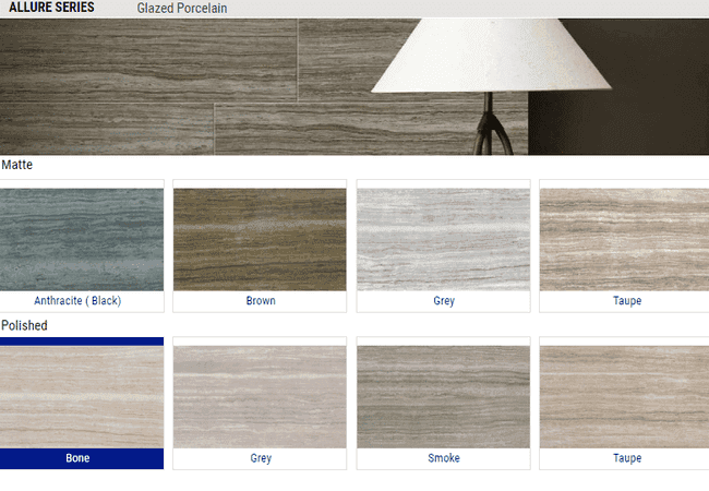 Olympia Allure Matte and Polished Glazed Porcelain Tile Color: Anthracite, Bone, Brown Grey, Smoke, Taupe Size: 12 X 24, Olympia Tile