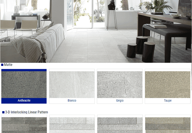 Olympia Eco stone Matte Porcelain Tiles Color: Anthracite, Bianco, Grigio, Taupe Size: 18x36, 12x24, Olympia Tile