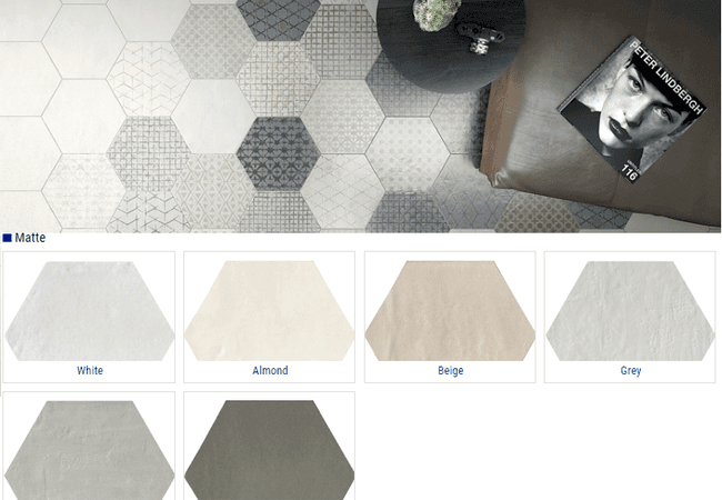 Olympia Leterre Matte Hexagon Glazed Porcelain Tile Color: White, Almond, Beige, Grey, Dark Grey, Tobacco Size: 12, Olympia Tile