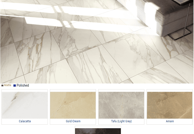 Olympia Marmi Evoluzione Matte and Polished Porcelain Tiles Color: Calacatta, Gold Cream, Tafu Light Grey, Amani, Nero Marquina Size: 22.84 X 45.67, 22.84 X 22.84, Olympia Tile