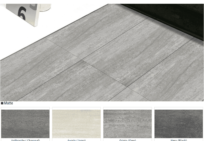 Olympia Oikos Matte Porcelain Tiles Color: Anthracite Charcoal, Avorio Ivory, Grigio Grey, Nero Black Size: 12x24, Olympia Tile