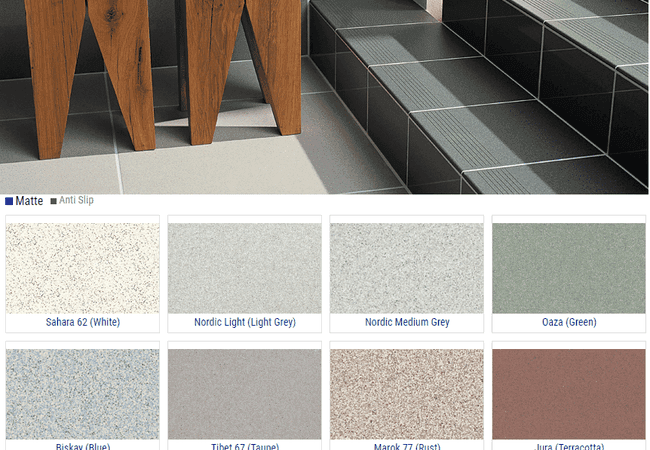 Olympia Spectra Matte Porcelain Tiles Color: Sahara 62 White, Nordic Light Grey, Nordic Medium Grey, Oaza Green, Biskay Blue, Tibet 67 Taupe, Marok 77 Rust, Jura Terracotta, Anthracite 65 Charcoal, Rio Negro 69 Black Size 12x12 8x8, Olympia Tile