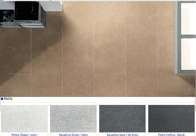 Olympia Stones so Matte Porcelain Tiles Color: Pietra Chiara Ivory, Basaltina Grigia Grey, Basaltina Nera Dark Grey, Pietra Celtica Black Size: 12x24 6x24, Olympia Tile