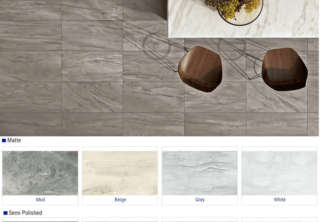 Olympia Tech Marble Matte and Semi polished Porcelain Tiles Color: Mud, Beige, Grey, White Size: 12x24, Olympia Tile