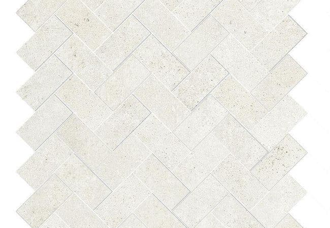 Sapphirus Stone & Tile Ark Ivory Matt Herringbone Porcelain Mosaic