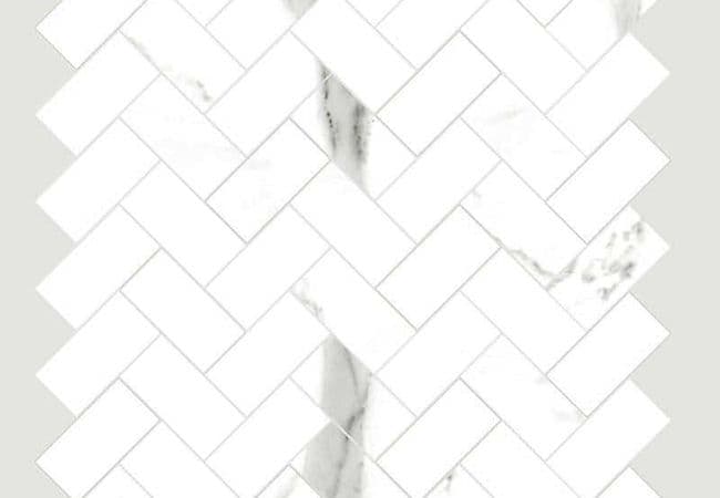 Sapphirus Stone & Tile Bianco River Polished Herringbone Porcelain Mosaic, Sapphirus Stone & Tile