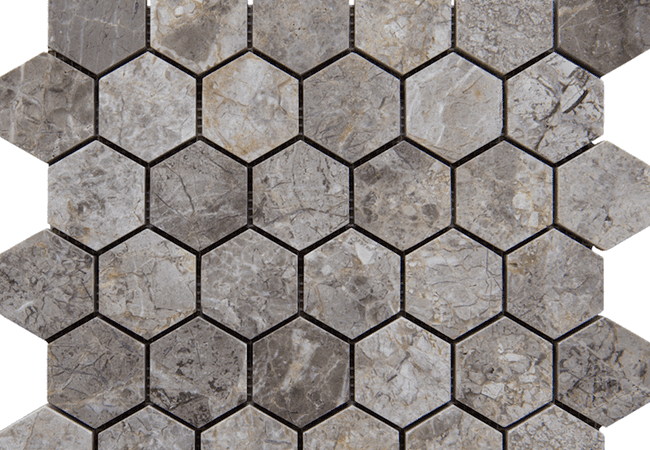 Sapphirus Stone & Tile Golden Tundra Hexagonal Polished Marble Mosaic, Sapphirus Stone & Tile