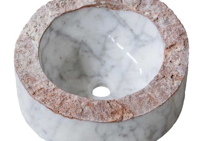 Sapphirus Stone & Tile Carrara Marble Round Sink, Sapphirus Stone & Tile