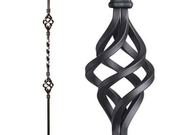 Stair Hollow Iron Baluster 42" Tall Double Basket, Squarefoot Flooring