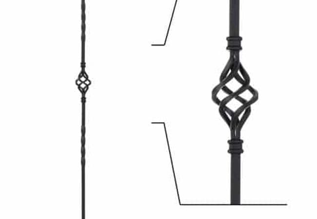 Stair Iron Baluster 42" Tall Single Basket